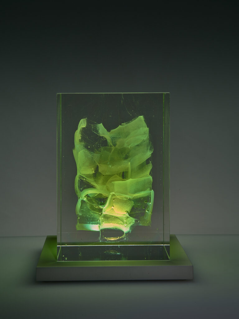 Glas Skulptur, Glas Art, Kunstglas, Original Kristall Kunstglas, Artglass, Glasobjekt, glass object, glass with light, glass sculptur