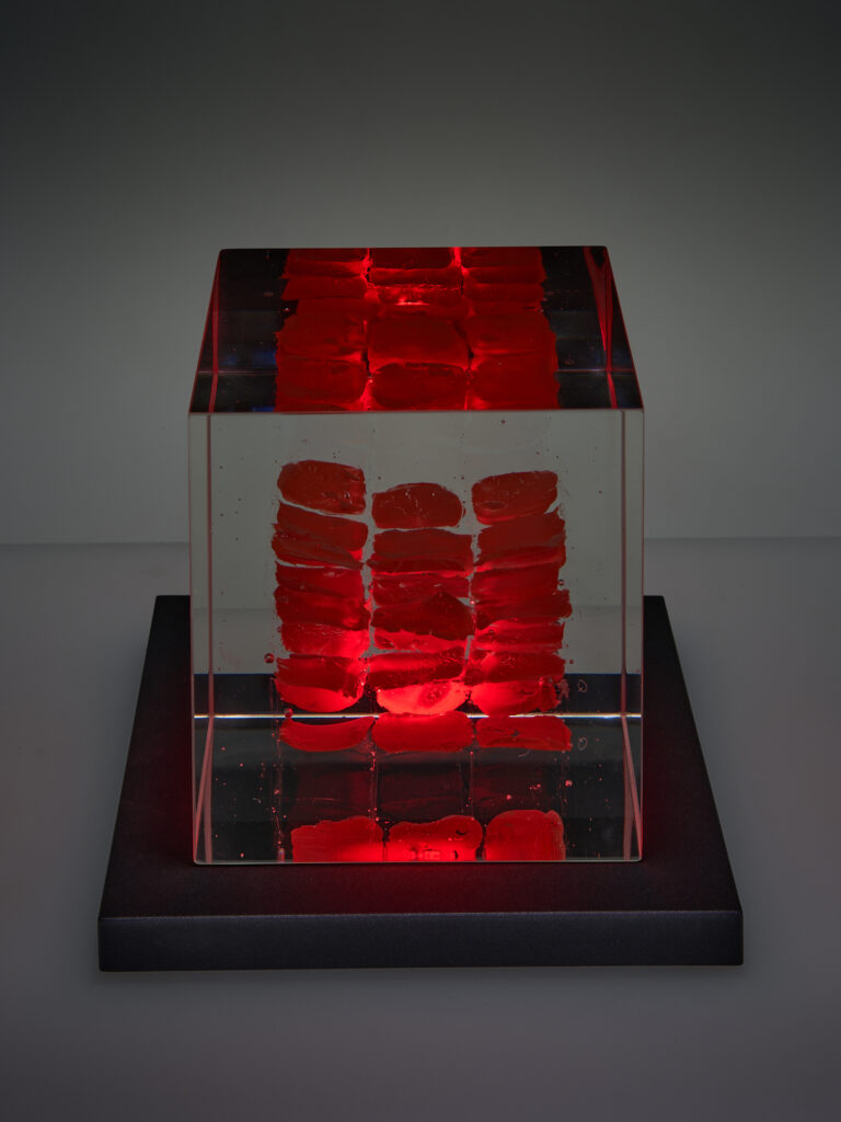 Glas Skulptur, Glas Art, Kunstglas, Original Kristall Kunstglas, Artglass, Glasobjekt, glass object, glass with light, glass sculptur