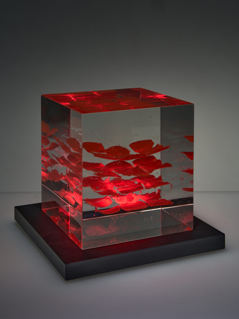 Glas Skulptur, Glas Art, Kunstglas, Original Kristall Kunstglas, Artglass, Glasobjekt, glass object, glass with light, glass sculptur