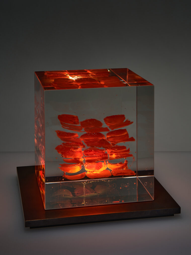 Glas Skulptur, Glas Art, Kunstglas, Original Kristall Kunstglas, Artglass, Glasobjekt, glass object, glass with light, glass sculptur