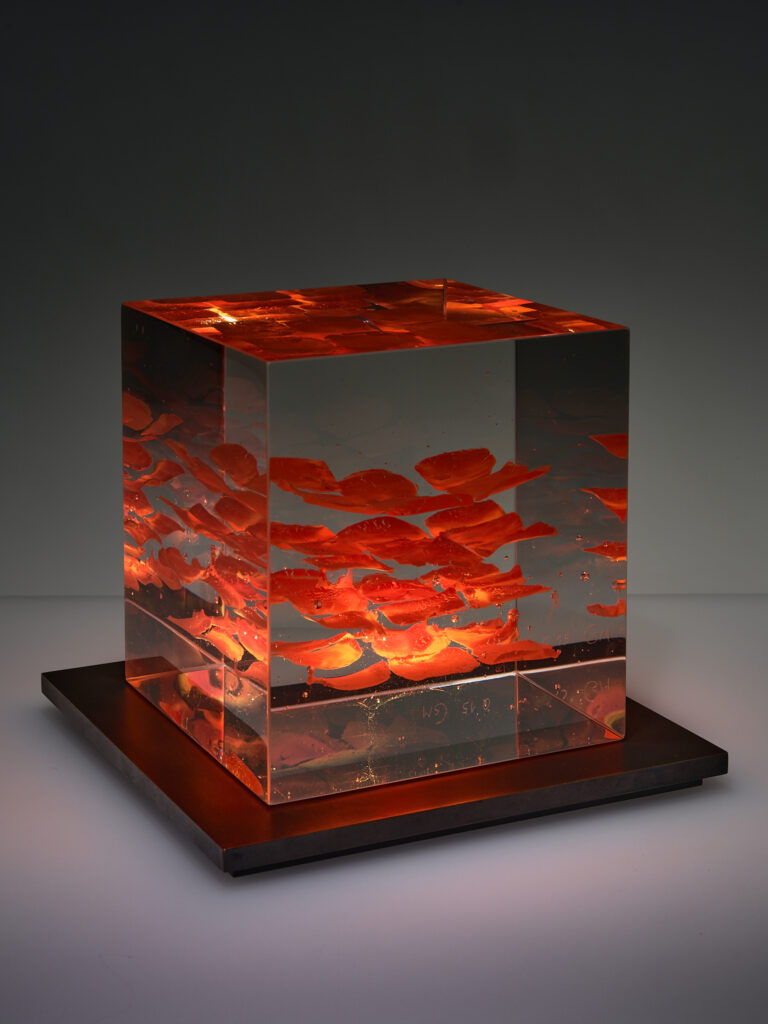 Glas Skulptur, Glas Art, Kunstglas, Original Kristall Kunstglas, Artglass, Glasobjekt, glass object, glass with light, glass sculptur