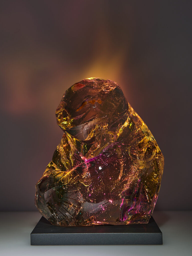 Glas Skulptur, Glas Art, Kunstglas, Original Kristall Kunstglas, Aus Glas Kunstglas, Artglass, Glasobjekt, glass object, glass with light, glass sculptur