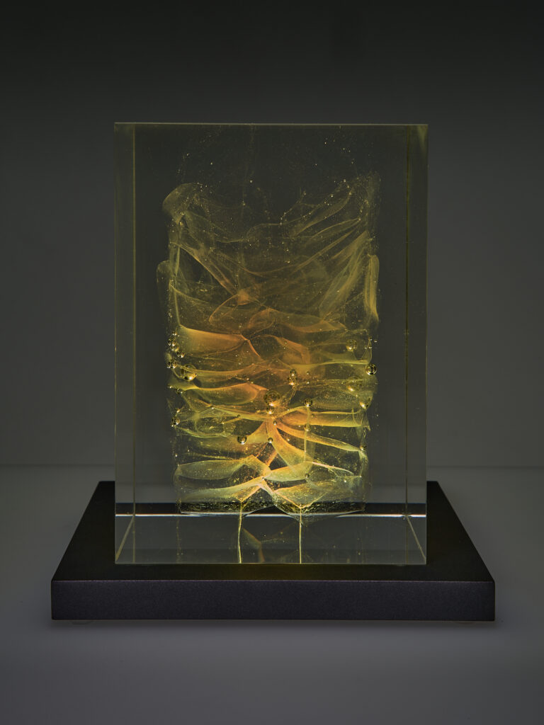 Glas Skulptur, Glas Art, Kunstglas, Original Kristall Kunstglas, Artglass, Glasobjekt, glass object, glass with light, glass sculptur