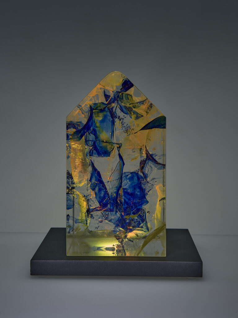Glas Skulptur, Glas Art, Kunstglas, Original Kristall Kunstglas, Artglass, Glasobjekt, glass object, glass with light, glass sculptur