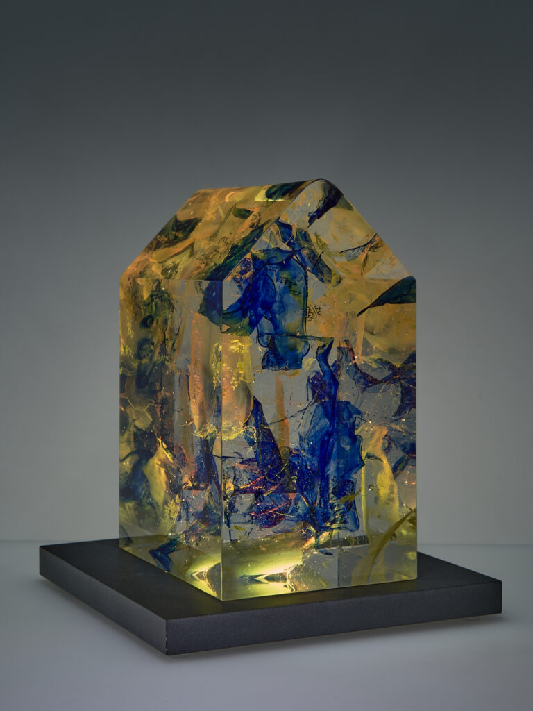 Glas Skulptur, Glas Art, Kunstglas, Original Kristall Kunstglas, Artglass, Glasobjekt, glass object, glass with light, glass sculptur