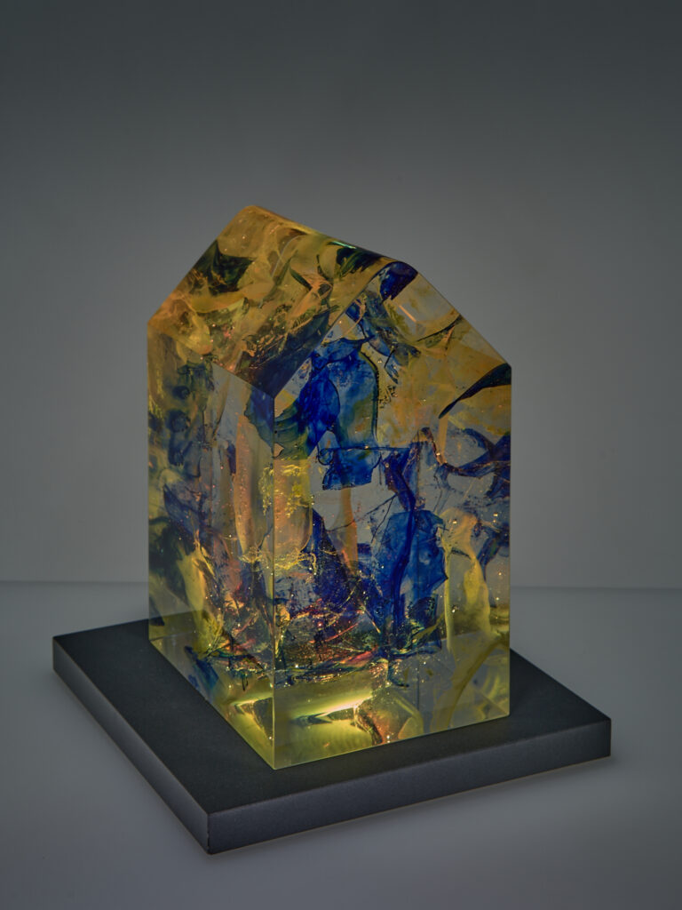 Glas Skulptur, Glas Art, Kunstglas, Original Kristall Kunstglas, Artglass, Glasobjekt, glass object, glass with light, glass sculptur