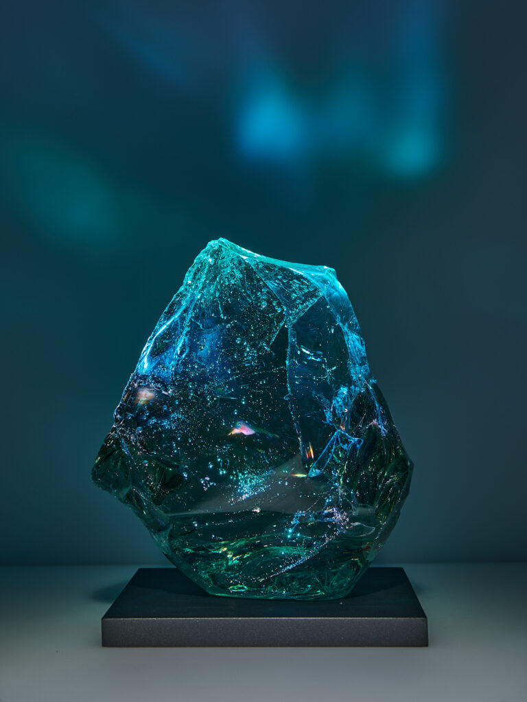 Glas Skulptur, Glas Art, Kunstglas, Original Kristall Kunstglas, Aus Glas Kunstglas, Artglass, Glasobjekt, glass object, glass with light, glass sculptur
