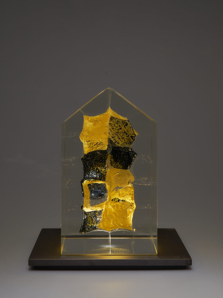 Glas Skulptur, Glas Art, Kunstglas, Original Kristall Kunstglas, Artglass, Glasobjekt, glass object, glass with light, glass sculptur